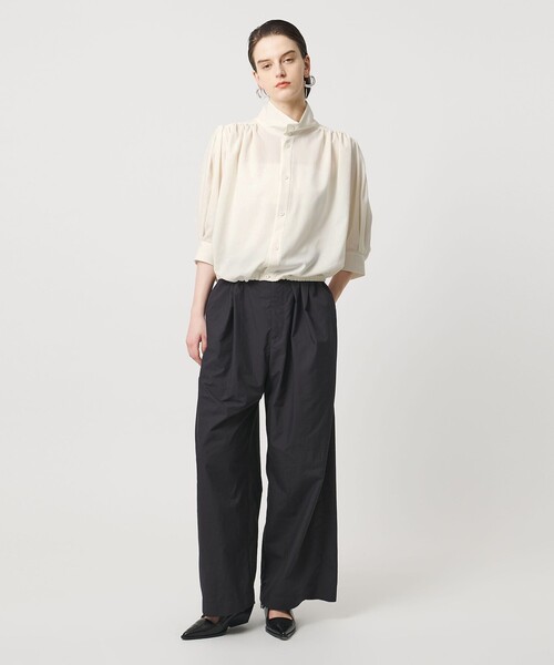 ASTRAET（アストラット）の「＜ASTRAET＞ジョーゼット ギャザー スタンドカラーブラウス（シャツ/ブラウス・レディース・モカ/オフホワイト・FREE）」の6枚目の写真