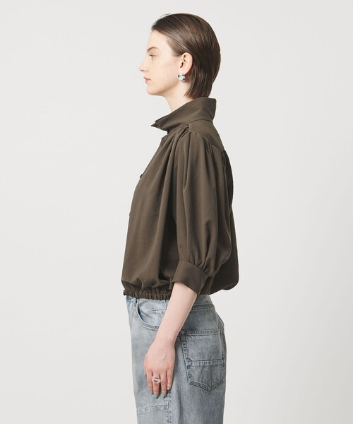ASTRAET（アストラット）の「＜ASTRAET＞ジョーゼット ギャザー スタンドカラーブラウス（シャツ/ブラウス・レディース・モカ/オフホワイト・FREE）」の10枚目の写真