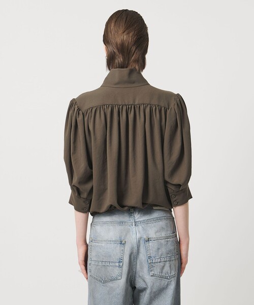 ASTRAET（アストラット）の「＜ASTRAET＞ジョーゼット ギャザー スタンドカラーブラウス（シャツ/ブラウス・レディース・モカ/オフホワイト・FREE）」の11枚目の写真