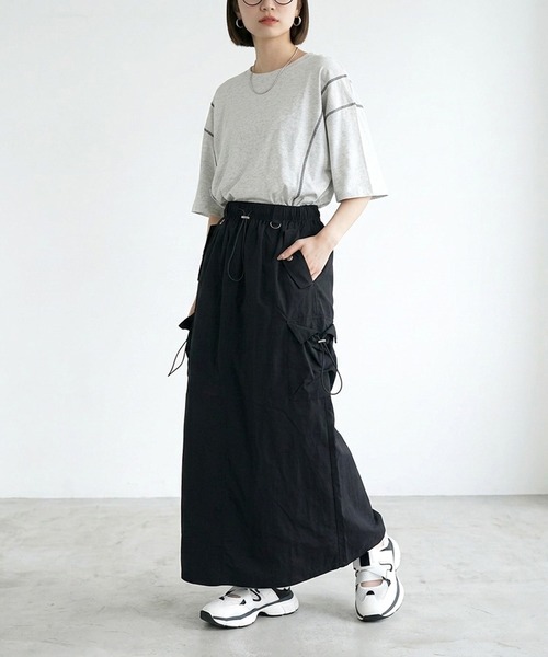CRB(シーアールビー)の「ステッチ配色ビッグTシャツ(Tシャツ/カットソー・レディース・オートミール/ブラウン/ブラック・F)」の12枚目の写真