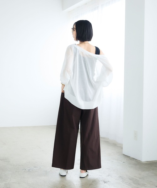 CROSS FUNCTION（クロスファンクション）の「《撥水》サマ見え イージータックワイドパンツ【CROSS FUNCTION/クロスファンクション】（その他パンツ・レディース・ネイビー/ダークブラウン・LL/L/M）」の9枚目の写真