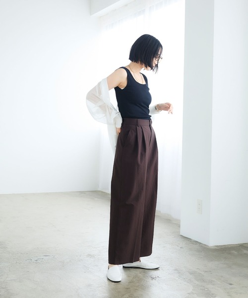 CROSS FUNCTION（クロスファンクション）の「《撥水》サマ見え イージータックワイドパンツ【CROSS FUNCTION/クロスファンクション】（その他パンツ・レディース・ネイビー/ダークブラウン・LL/L/M）」の7枚目の写真