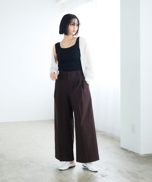 CROSS FUNCTION（クロスファンクション）の「《撥水》サマ見え イージータックワイドパンツ【CROSS FUNCTION/クロスファンクション】（その他パンツ・レディース・ネイビー/ダークブラウン・LL/L/M）」の6枚目の写真