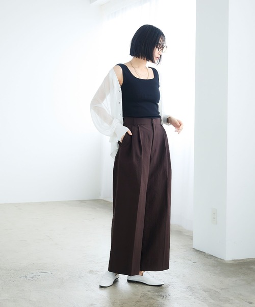CROSS FUNCTION（クロスファンクション）の「《撥水》サマ見え イージータックワイドパンツ【CROSS FUNCTION/クロスファンクション】（その他パンツ・レディース・ネイビー/ダークブラウン・LL/L/M）」の5枚目の写真