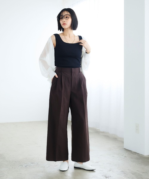CROSS FUNCTION（クロスファンクション）の「《撥水》サマ見え イージータックワイドパンツ【CROSS FUNCTION/クロスファンクション】（その他パンツ・レディース・ネイビー/ダークブラウン・LL/L/M）」の3枚目の写真