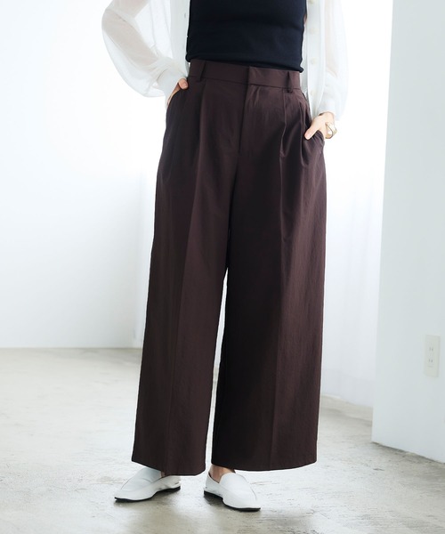 CROSS FUNCTION（クロスファンクション）の「《撥水》サマ見え イージータックワイドパンツ【CROSS FUNCTION/クロスファンクション】（その他パンツ・レディース・ネイビー/ダークブラウン・LL/L/M）」の16枚目の写真