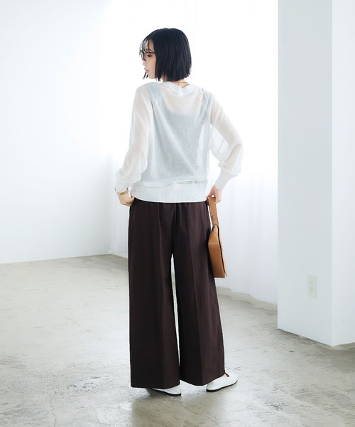 CROSS FUNCTION（クロスファンクション）の「《撥水》サマ見え イージータックワイドパンツ【CROSS FUNCTION/クロスファンクション】（その他パンツ・レディース・ネイビー/ダークブラウン・LL/L/M）」の14枚目の写真