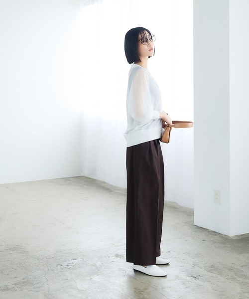 CROSS FUNCTION（クロスファンクション）の「《撥水》サマ見え イージータックワイドパンツ【CROSS FUNCTION/クロスファンクション】（その他パンツ・レディース・ネイビー/ダークブラウン・LL/L/M）」の12枚目の写真