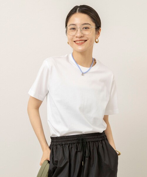 MAQWEL(マクウェル)の「【MAQWEL/マクウェル】ウォッシャブルコンパクトコーマTシャツ(Tシャツ/カットソー・レディース・グレイッシュベージュ/ホワイト/ブラウン/ネイビー・FREE)」の14枚目の写真