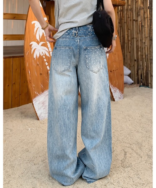 inst.ALL（インストール）の「バックベルトスタープリントデニムワイドパンツ（デニムパンツ・レディース・ブルー・S/M/L/3L）」の11枚目の写真