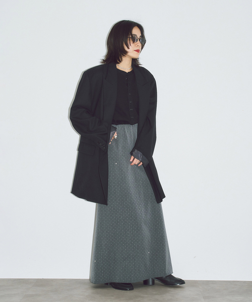 CITYSHOP(シティーショップ)の「CRYSTAL DOT LONG スカート(スカート・レディース・グレー/ブラック・36/38)」の7枚目の写真