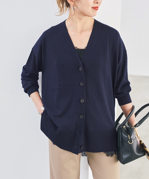 Spick & Span(スピックアンドスパン)の「《新色有り / 追加》18G カーディガン(カーディガン/ボレロ・レディース・ネイビー/ブラウン系その他/レッド・FREE)」の2枚目の写真