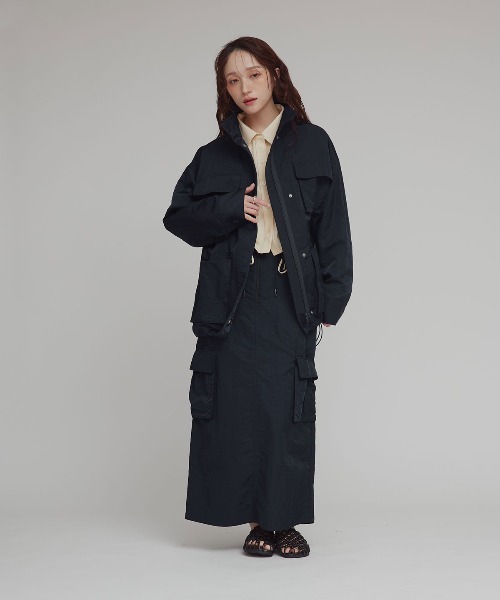 W:Huku（フーク）の「【W:Huku / 撥水 ワッシャーナイロン】スタンドカラー ジャケット / Washer Nylon Stand Collar Jacket（ブルゾン・レディース・ブラック系その他/ブルーグレー/アイボリー・FREE）」の19枚目の写真