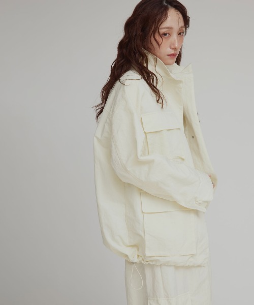W:Huku（フーク）の「【W:Huku / 撥水 ワッシャーナイロン】スタンドカラー ジャケット / Washer Nylon Stand Collar Jacket（ブルゾン・レディース・ブラック系その他/ブルーグレー/アイボリー・FREE）」の20枚目の写真