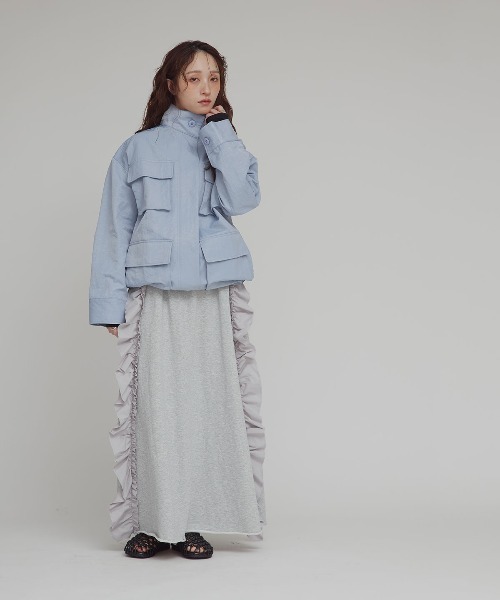 W:Huku（フーク）の「【W:Huku / 撥水 ワッシャーナイロン】スタンドカラー ジャケット / Washer Nylon Stand Collar Jacket（ブルゾン・レディース・ブラック系その他/ブルーグレー/アイボリー・FREE）」の21枚目の写真