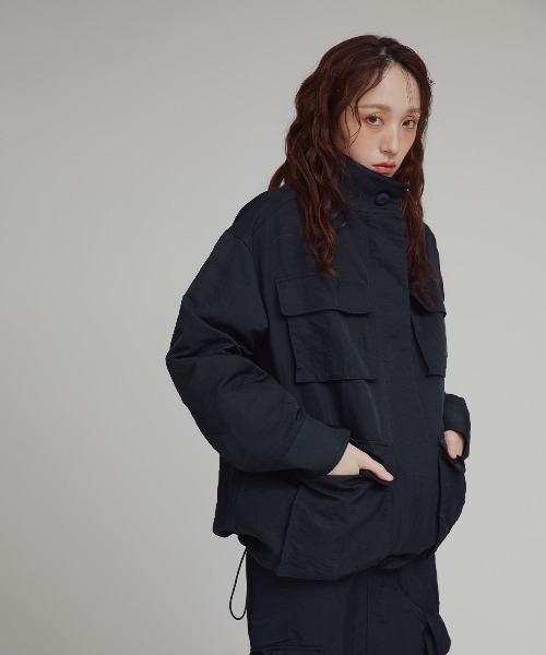 W:Huku（フーク）の「【W:Huku / 撥水 ワッシャーナイロン】スタンドカラー ジャケット / Washer Nylon Stand Collar Jacket（ブルゾン・レディース・ブラック系その他/ブルーグレー/アイボリー・FREE）」の14枚目の写真