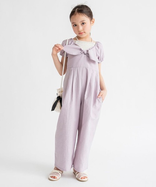 BRANSHES(ブランシェス)の「【プチレディ】シャンブレーサロペット(サロペット/オーバーオール・キッズ・サックスブルー/ラベンダー・130/120/100/110/140/90/150)」の2枚目の写真