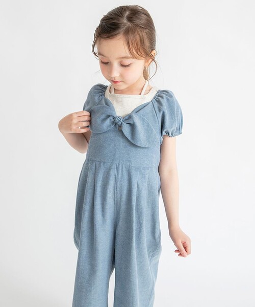 BRANSHES(ブランシェス)の「【プチレディ】シャンブレーサロペット(サロペット/オーバーオール・キッズ・サックスブルー/ラベンダー・130/120/100/110/140/90/150)」の6枚目の写真