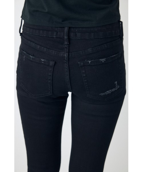 AZUL by moussy(アズールバイマウジー)の「【身長/骨格別着用画像あり】AZUL DENIM リペアスキニーデニム ストレッチ 履き心地抜群 美脚 足長 細見え ダメージ(デニムパンツ・レディース・ブラック/ダークブルー/ブルー・MEDIUM/LARGE/SMALL/X-SMALL/XX-SMALL/X-LARGE)」の9枚目の写真