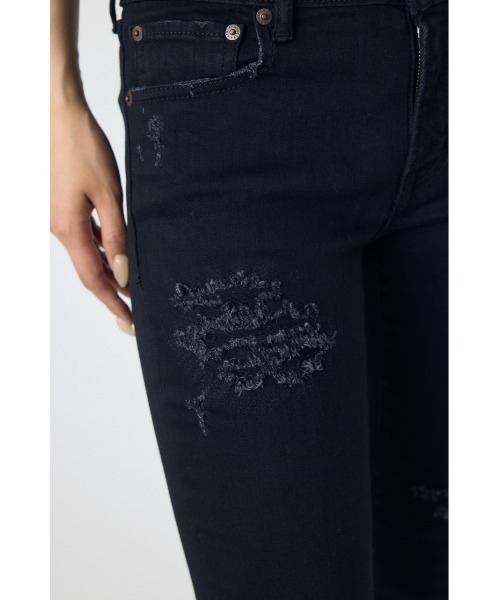AZUL by moussy(アズールバイマウジー)の「【身長/骨格別着用画像あり】AZUL DENIM リペアスキニーデニム ストレッチ 履き心地抜群 美脚 足長 細見え ダメージ(デニムパンツ・レディース・ブラック/ダークブルー/ブルー・MEDIUM/LARGE/SMALL/X-SMALL/XX-SMALL/X-LARGE)」の10枚目の写真