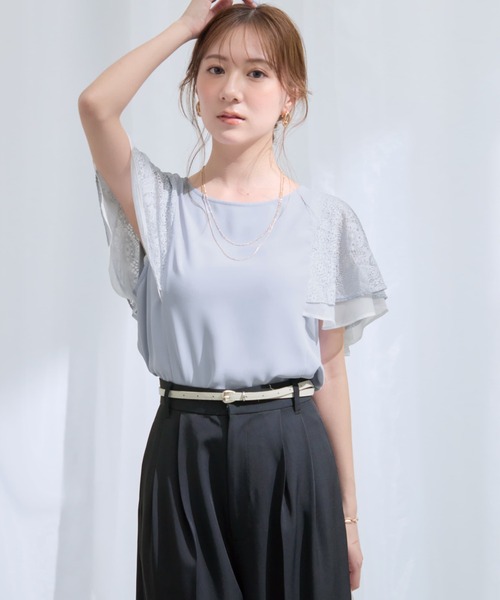 COHINA(コヒナ)の「レースレイヤードブラウス 【低身長・小柄女性】(シャツ/ブラウス・レディース・ブラック/オフホワイト/ブルー・ONE SIZE)」の18枚目の写真