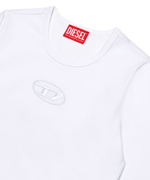 DIESEL KIDS(ディーゼルキッズ)の「DIESEL(ディーゼル)Kids & Junior オーバルDブランドロゴ刺繍入り長袖Tシャツカットソー(Tシャツ/カットソー・キッズ・ホワイト・4Y/6Y/8Y/10Y/12Y/16Y)」の3枚目の写真