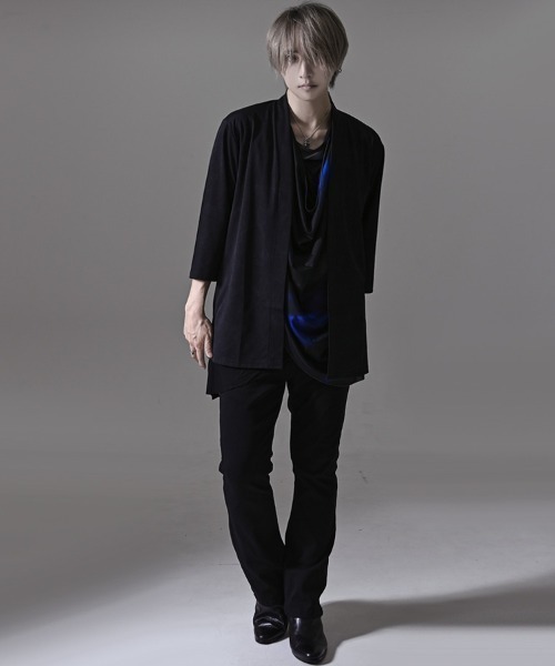 Bernings Sho(バーニングショー)の「『Bernings Sho/バーニングショー』スモーク柄ノーカラー7分袖カーディガン(カーディガン/ボレロ・メンズ・ブラック/ホワイト・XL/L/M)」の20枚目の写真