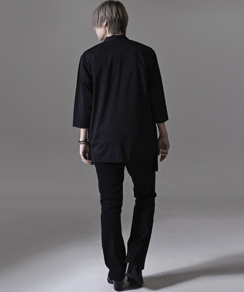 Bernings Sho(バーニングショー)の「『Bernings Sho/バーニングショー』スモーク柄ノーカラー7分袖カーディガン(カーディガン/ボレロ・メンズ・ブラック/ホワイト・XL/L/M)」の18枚目の写真