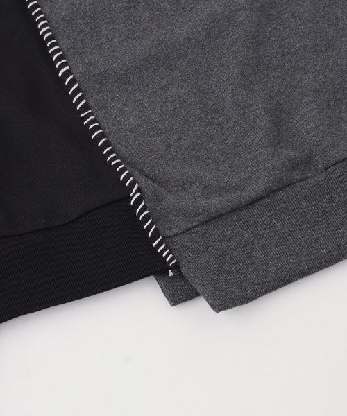 KUON(クオン)の「KUON Sashiko Docking Sweatshirt(スウェット・メンズ・パープル/チャコールグレー・MEDIUM/X-LARGE/LARGE)」の6枚目の写真