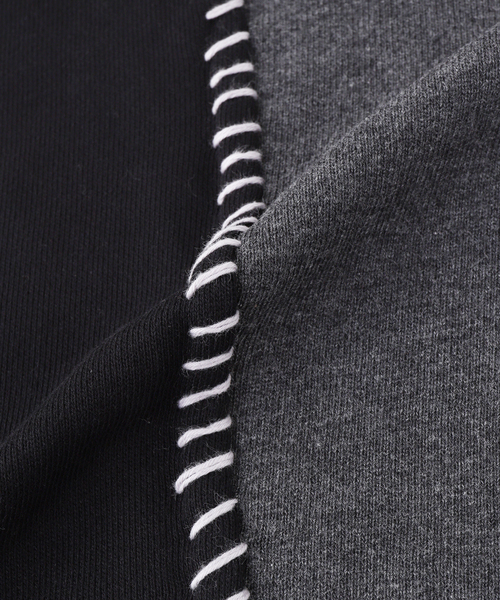 KUON(クオン)の「KUON Sashiko Docking Sweatshirt(スウェット・メンズ・パープル/チャコールグレー・MEDIUM/X-LARGE/LARGE)」の8枚目の写真
