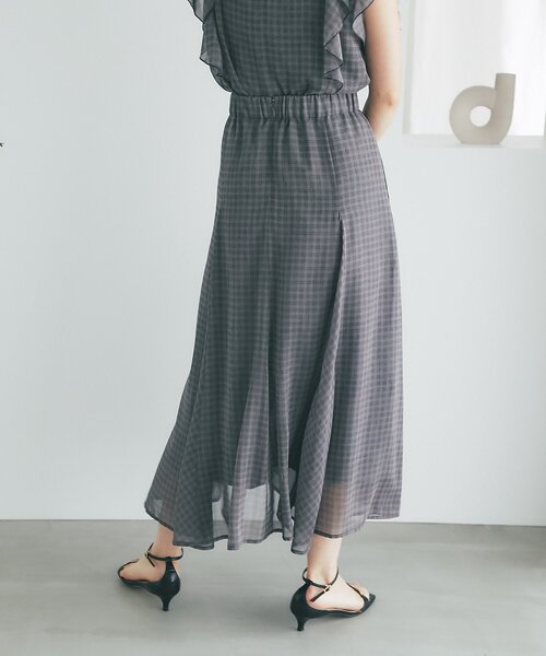 La boutique BonBon（ラブティックボンボン）の「【セット着用可能・お上品チェック】スパンボイルチェックフレアスカート（スカート・レディース・ブラウン/グレー・38/36）」の6枚目の写真