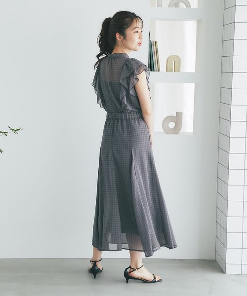 La boutique BonBon（ラブティックボンボン）の「【セット着用可能・お上品チェック】スパンボイルチェックフレアスカート（スカート・レディース・ブラウン/グレー・38/36）」の8枚目の写真