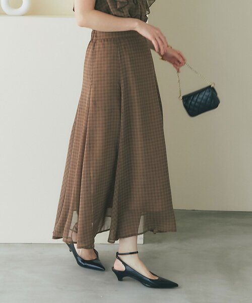 La boutique BonBon（ラブティックボンボン）の「【セット着用可能・お上品チェック】スパンボイルチェックフレアスカート（スカート・レディース・ブラウン/グレー・38/36）」の12枚目の写真