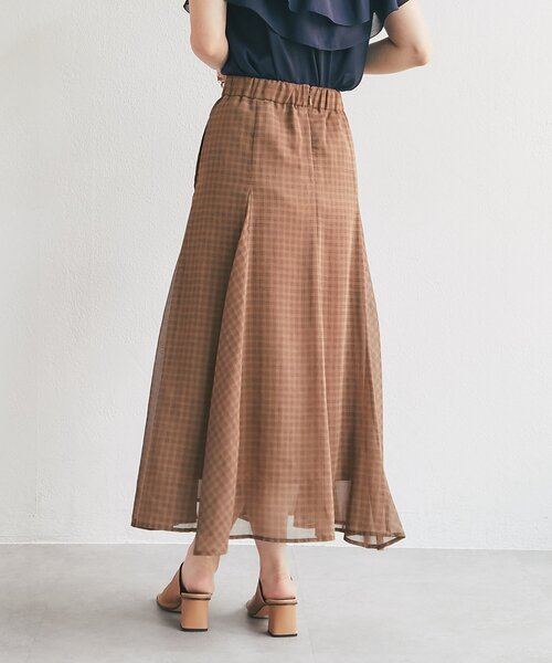 La boutique BonBon（ラブティックボンボン）の「【セット着用可能・お上品チェック】スパンボイルチェックフレアスカート（スカート・レディース・ブラウン/グレー・38/36）」の20枚目の写真