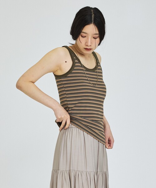 abahouse mavie(アバハウスマヴィ)の「【カップ付き】ボーダータンクトップ(タンクトップ・レディース・イエロー/ブラウン/ブラック・フリー)」の9枚目の写真