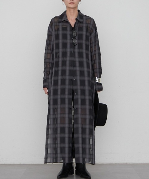 セール】《ZOZO限定/万能マキシ丈》シアーチェックワンピース 秋服