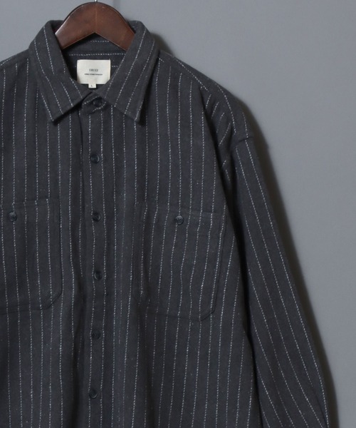 ANPAS(アンパス)の「Flannel Ombre Check & Stripe Shirt / フランネル オンブレチェック&ストライプシャツ ワークシャツ 長袖 秋冬 ネルシャツ 起毛(シャツ/ブラウス・メンズ・チャコール/ネイビー/グレー系その他/ブラウン/ブラック系その他・L/XL/M)」の2枚目の写真