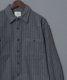 Flannel Ombre Check & Stripe Shirt / フランネル オンブレチェック&ストライプシャツ ワークシャツ 長袖 秋冬 ネルシャツ 起毛