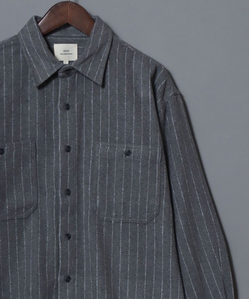 ANPAS(アンパス)の「Flannel Ombre Check & Stripe Shirt / フランネル オンブレチェック&ストライプシャツ ワークシャツ 長袖 秋冬 ネルシャツ 起毛(シャツ/ブラウス・メンズ・チャコール/ネイビー/グレー系その他/ブラウン/ブラック系その他・L/XL/M)」の3枚目の写真