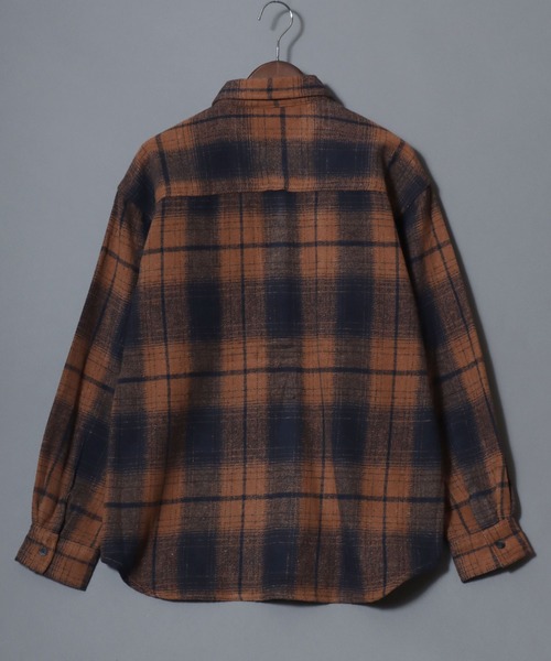 ANPAS(アンパス)の「Flannel Ombre Check & Stripe Shirt / フランネル オンブレチェック&ストライプシャツ ワークシャツ 長袖 秋冬 ネルシャツ 起毛(シャツ/ブラウス・メンズ・チャコール/ネイビー/グレー系その他/ブラウン/ブラック系その他・L/XL/M)」の16枚目の写真