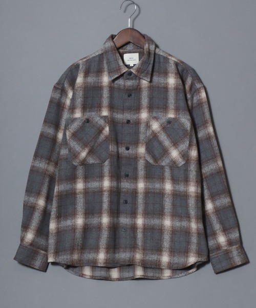 ANPAS(アンパス)の「Flannel Ombre Check & Stripe Shirt / フランネル オンブレチェック&ストライプシャツ ワークシャツ 長袖 秋冬 ネルシャツ 起毛(シャツ/ブラウス・メンズ・チャコール/ネイビー/グレー系その他/ブラウン/ブラック系その他・L/XL/M)」の12枚目の写真