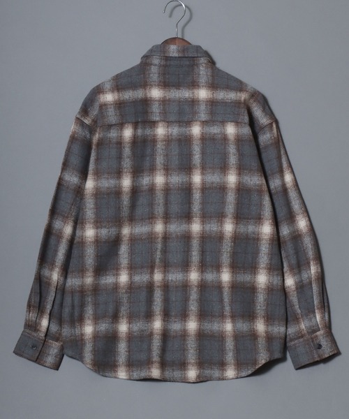 ANPAS(アンパス)の「Flannel Ombre Check & Stripe Shirt / フランネル オンブレチェック&ストライプシャツ ワークシャツ 長袖 秋冬 ネルシャツ 起毛(シャツ/ブラウス・メンズ・チャコール/ネイビー/グレー系その他/ブラウン/ブラック系その他・L/XL/M)」の13枚目の写真