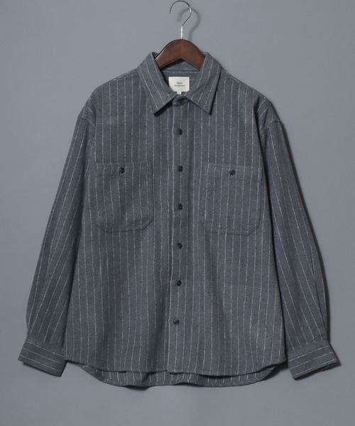 ANPAS(アンパス)の「Flannel Ombre Check & Stripe Shirt / フランネル オンブレチェック&ストライプシャツ ワークシャツ 長袖 秋冬 ネルシャツ 起毛(シャツ/ブラウス・メンズ・チャコール/ネイビー/グレー系その他/ブラウン/ブラック系その他・L/XL/M)」の9枚目の写真
