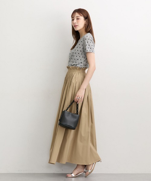 slattgir(スラットジール)の「高身長 ナイロンタフタステッチピンタックフレアスカート(トールサイズ)Essenave(スカート・レディース・ベージュ/アイボリー・T3L/TLL/TL/TM)」の10枚目の写真