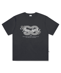 シシコラージュプリント半袖Tシャツチャコール