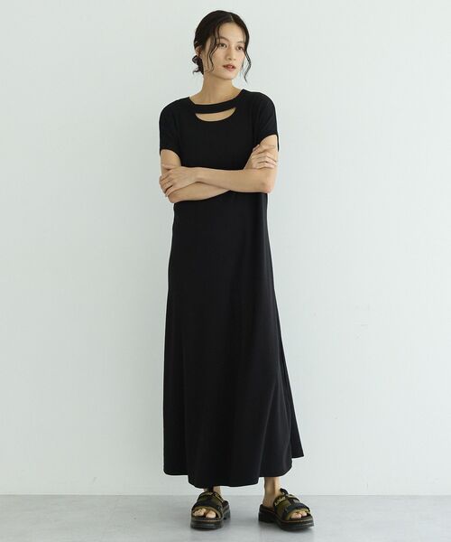 GARAGE OF GOOD CLOTHING(ガレージオブグッドクロージング)の「【日本製】ネックスラッシュ2wayカットドレス(ワンピース・レディース・グレー/ブラック・FREE)」の9枚目の写真