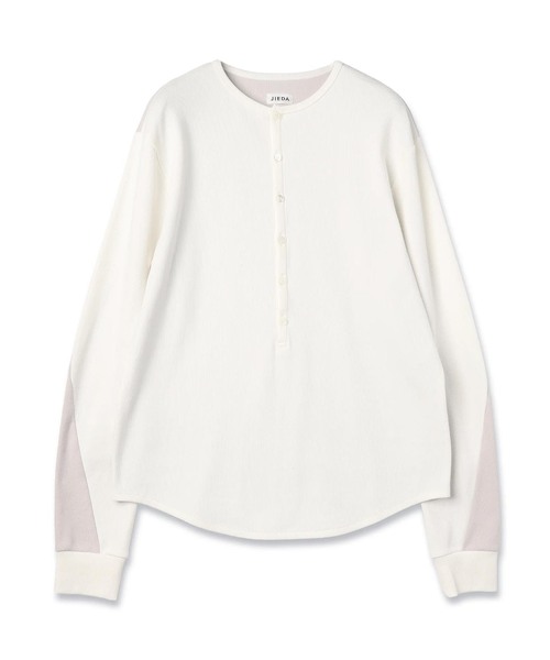 JIEDA（ジエダ）の「JIEDA / ジエダ SWITCHING HENRY NECK L/S（Tシャツ/カットソー・メンズ・ホワイト/チャコールグレー・2/1）」の2枚目の写真