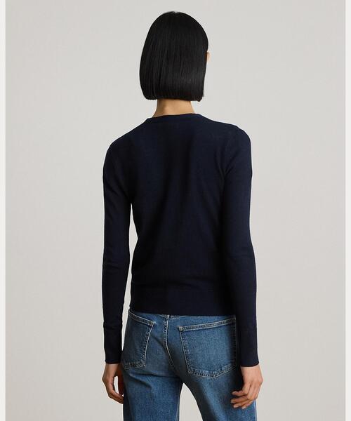 LAUREN RALPH LAUREN（ローレン ラルフ ローレン）の「コットンモダール Vネック カーディガン（カーディガン/ボレロ・レディース・ネイビー系1・S/M/L/XS）」の4枚目の写真