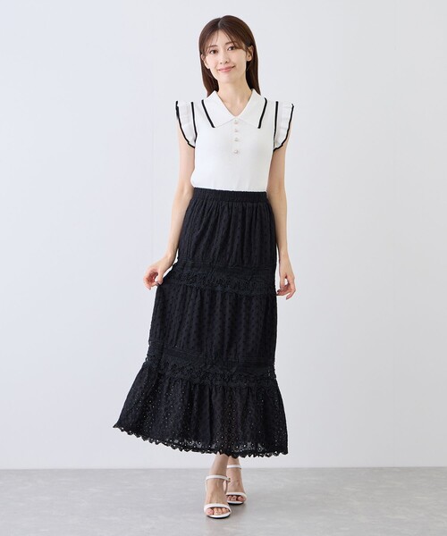 Jayro(ジャイロ)の「刺繍レーススカート(スカート・レディース・オフホワイト/ホワイト系その他/ブラック・M)」の7枚目の写真