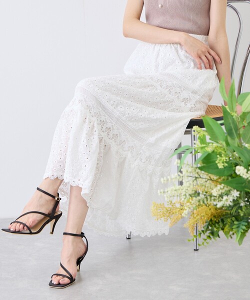 Jayro(ジャイロ)の「刺繍レーススカート(スカート・レディース・オフホワイト/ホワイト系その他/ブラック・M)」の13枚目の写真